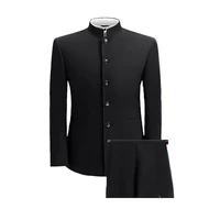 Solid Color Tailor-made Single Breasted Stand Lapel Formal Men's Suits African Male Clothing Formal 2 Piece Jacket Pants Terno 2
