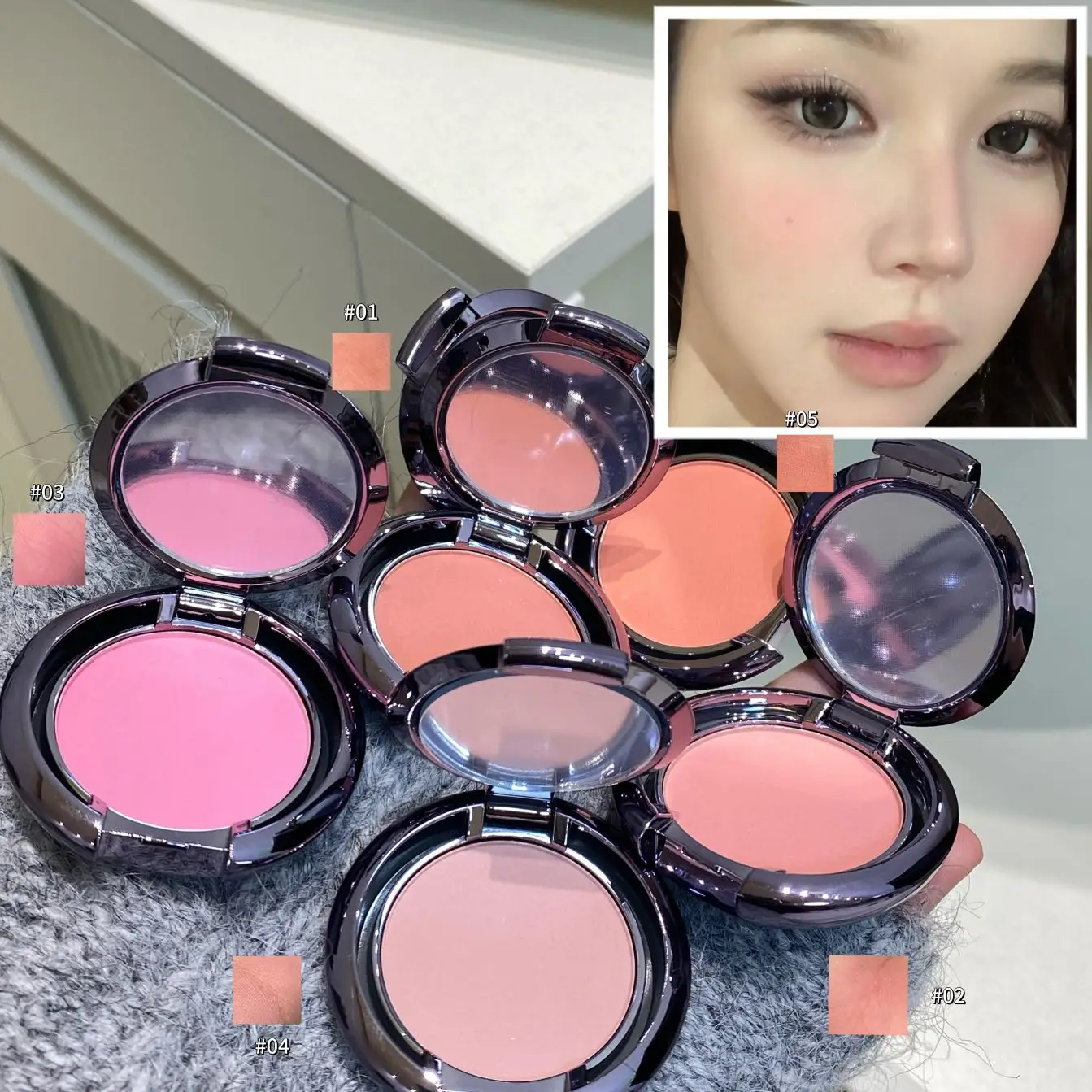 Herorange Velvet Soft Blush Non-Caking Buildable Color for All Skin Tones Beginner Daily Party Cheek Cosmetic