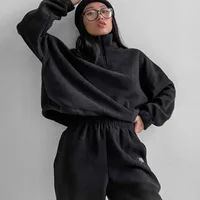 FJM-Sweat à capuche et pantalon de sport pour femme, sweat-shirt décontracté, pull imbibé de sport, ensemble de 2 pièces 6