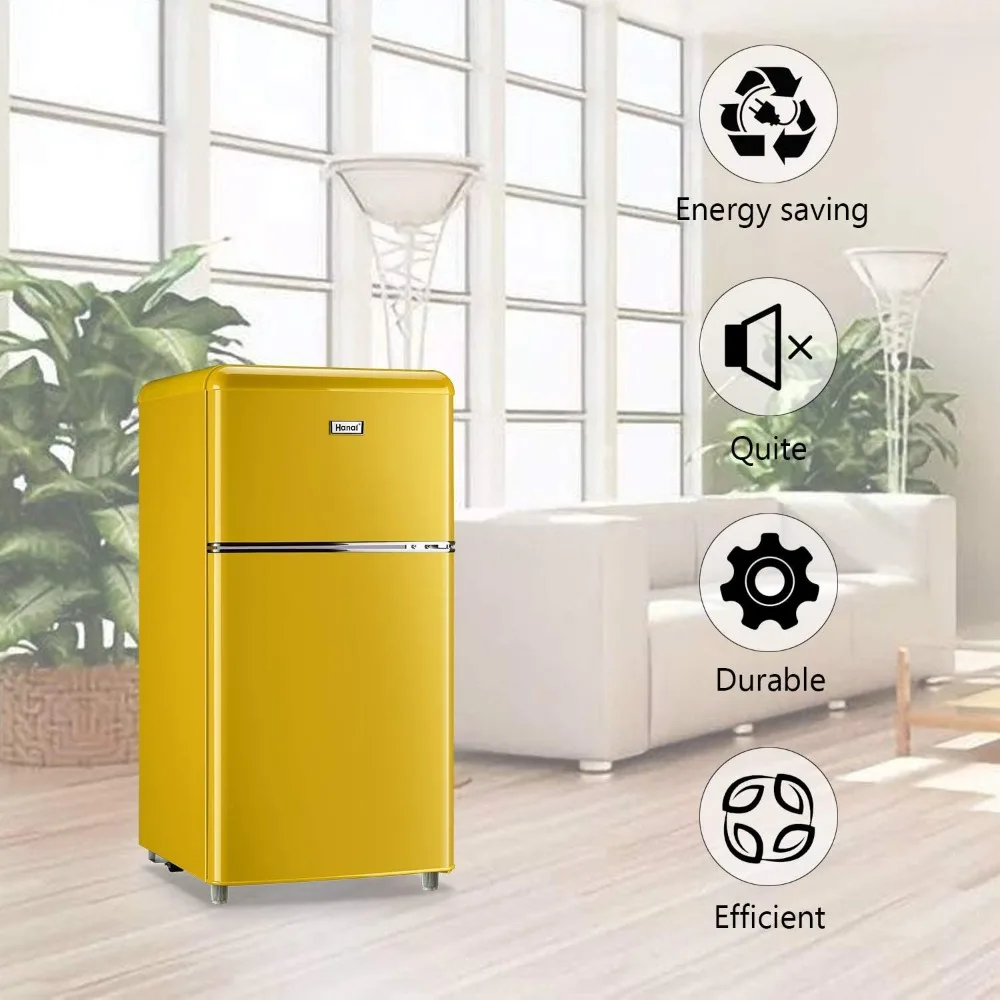 New 3.5 Cu.Ft Classic Retro Compact Refrigerator, 2 Door Mini Refrigerator with Adjustable Remove Glass Shelves