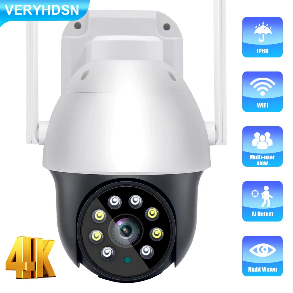 4K 8MP Wifi Surveillance Camera Outdoor Security Monitor Video Night Vision Full Color Waterproof Cameras CCTV IP Auto Tracking