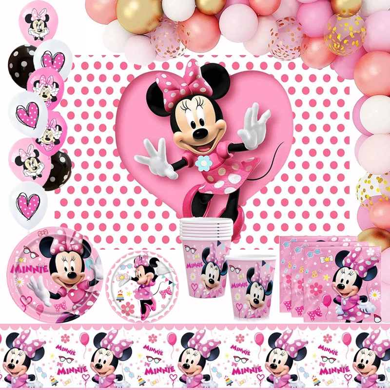 Open Chirurgie onderwerp Disney Minnie Mouse Feestartikelen Papier Plaat Cup Tabelcloth Meisje Baby  Shower Partij Decoratie Wegwerp Servies| | - AliExpress