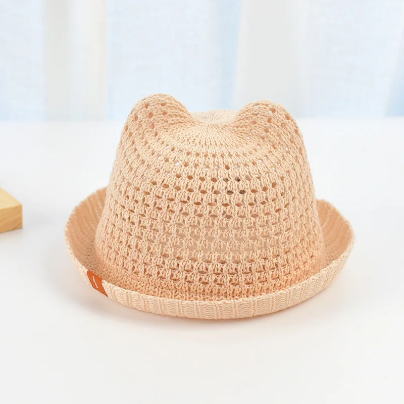 Sun Hat Cute Kids Baby Summer Children Cat Ears Sunshade Hat Beach Hats Straw Hat Boy Girls Cotton Breathable Cap Outdoor Sunhats