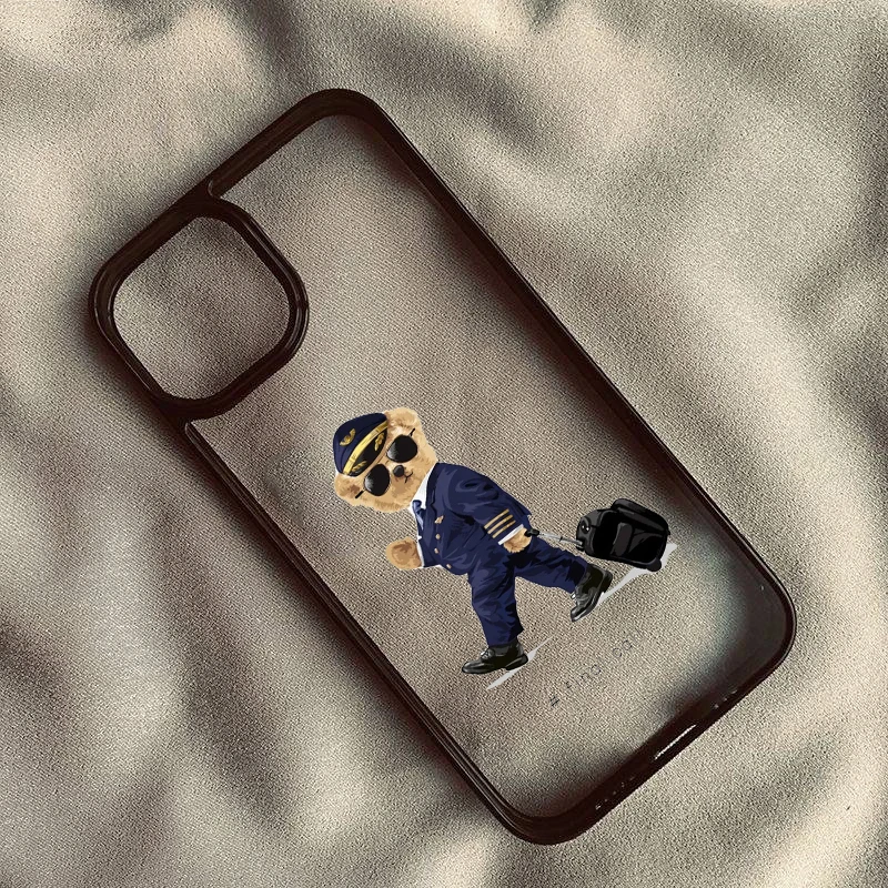 Chic Cartoon Teddy Bear Shockproof Clear Phone Case Cover