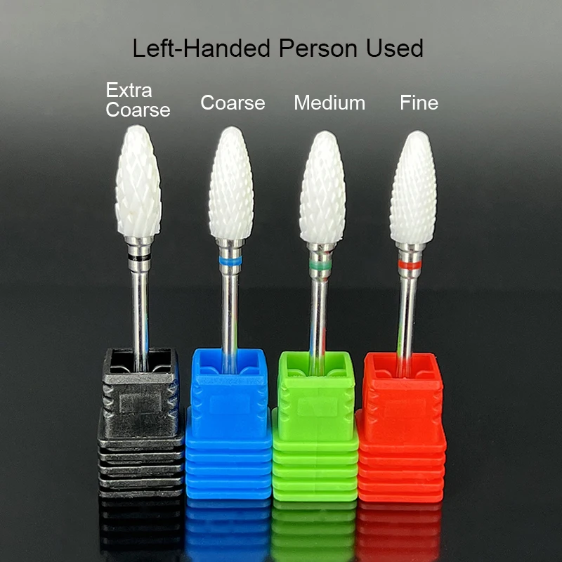 Nail Drill Bit Nail Drill Bits Ceramic Milling Cutters Electric Drill Nail Drill Bit For Removel Gel Polish Varnish For Left-handed Person
