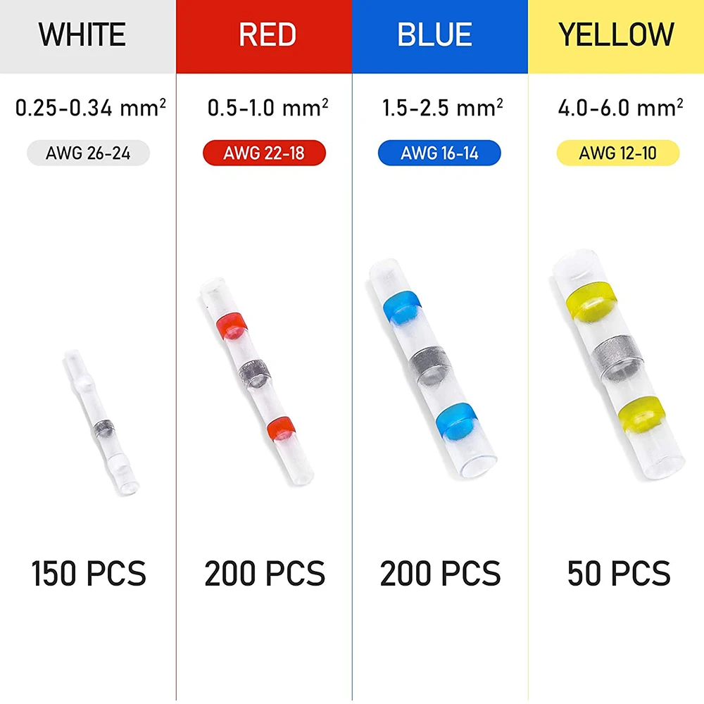 600 welded sealed wire connectors heat-shrinkable butt connectors waterproof and insulated wire terminals butt splices wire connector terminals wire connector electrical connectors electrical connector cable connector