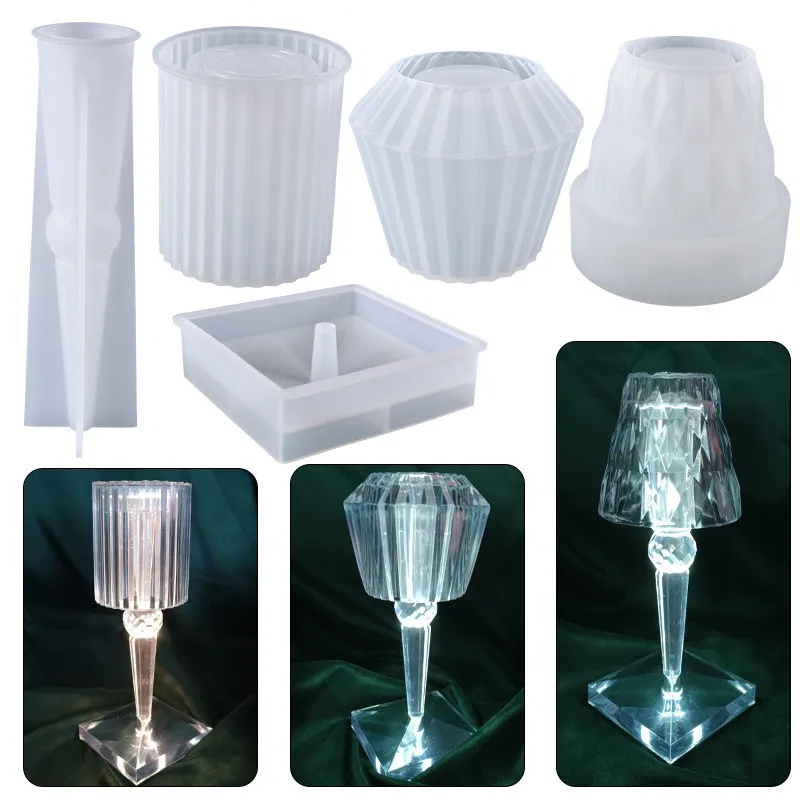 

DIY Crystal Diamond Table Lamp Epoxy Resin Mold Touch Sensor Decoration Desk Lamp For Bedroom Bar Silicone Molds Casting Molds