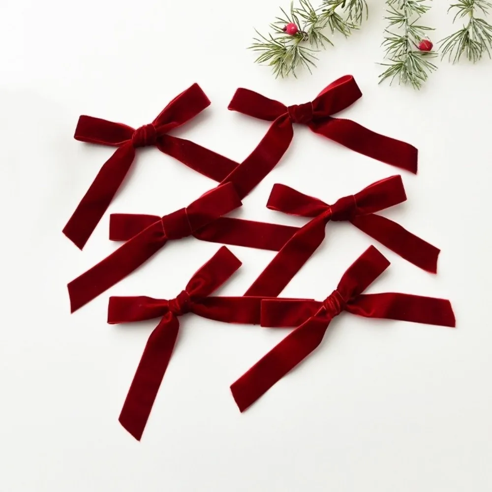 Velvet Christmas Tree Ribbons Red Green Brown
