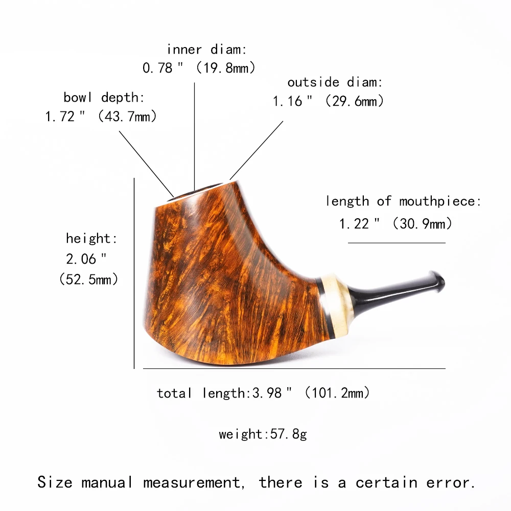 MUXIANG handmade tobacco pipes warm snuff pipe briar tobacco pipe boxwood decorative rings Cumberland pipe mouthpieces