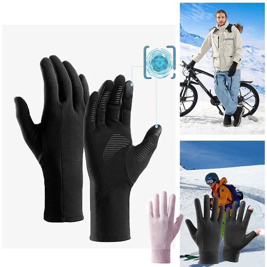 Thermal Touch Screen Ski Glove Liners - Unisex Lightweight Winter Gloves