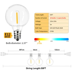 Enchanting White LED Fairy String Lights - 30M Outdoor & Indoor Decorative Lighting (50Ft (15M))