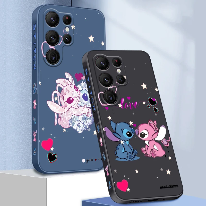 

Lilo & Stitch Anime Disney Liquid Left Rope For Samsung Galaxy S23 S22 S21 S20 FE S10 Ultra Plus Lite 5G Cover Phone Case