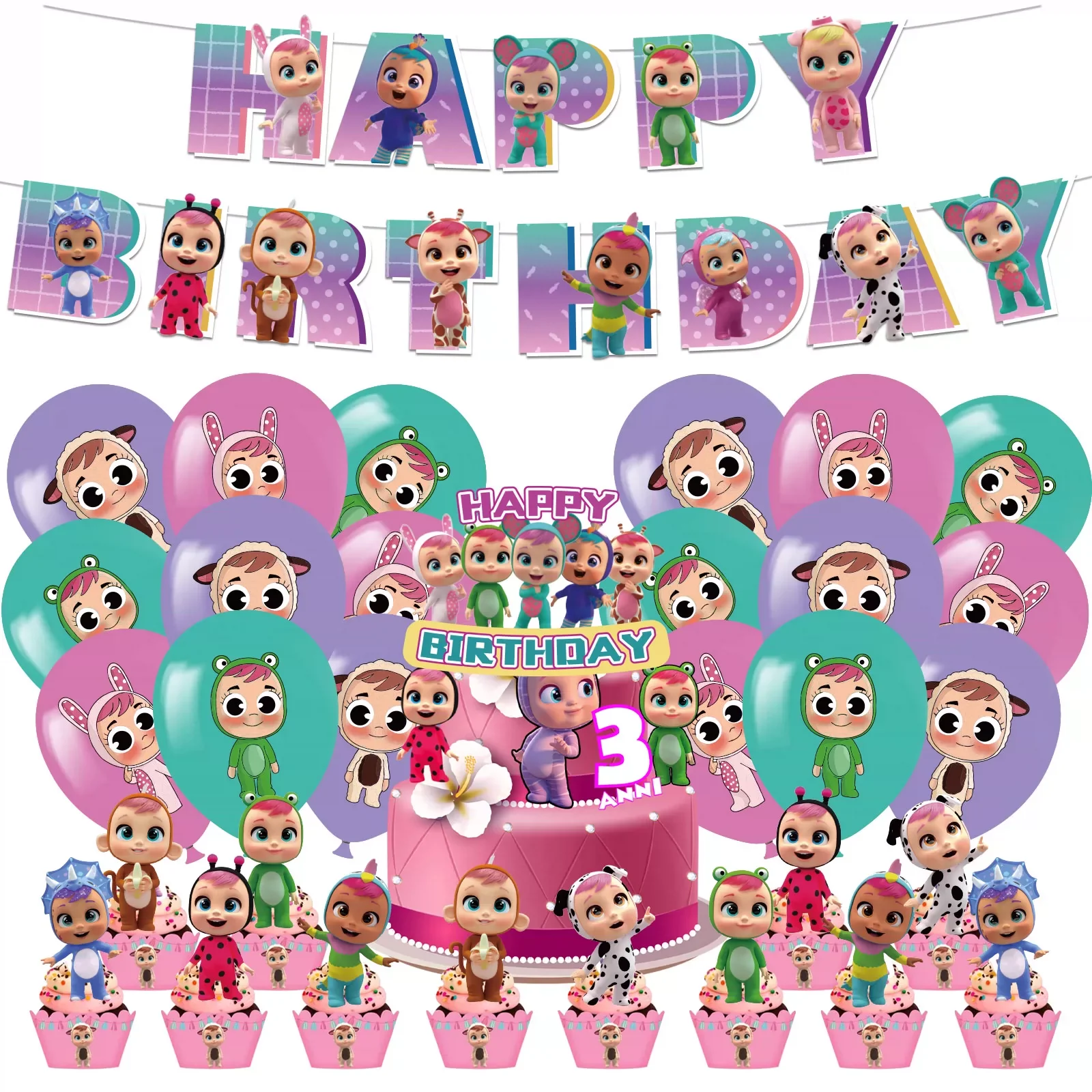 Cry Babiesed Birthday Party Decorations Tableware Set Paper Plates Balloons Banner Tablecloth Backdrop Baby Shower Party Supplie