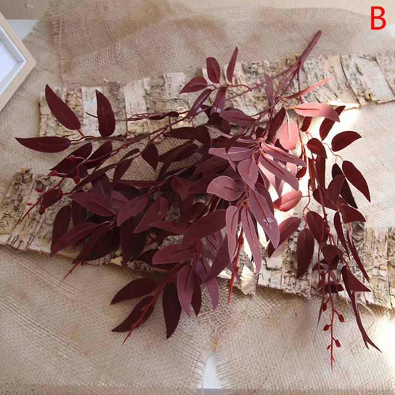 Künstliche Blätter Blumenstrauß Fake Willow Dschungel Hochzeit Hintergrund Dekoration Weihnachten Faux Laub Rebe Party Home Decor Pflanze Weihnachten – Detail 2