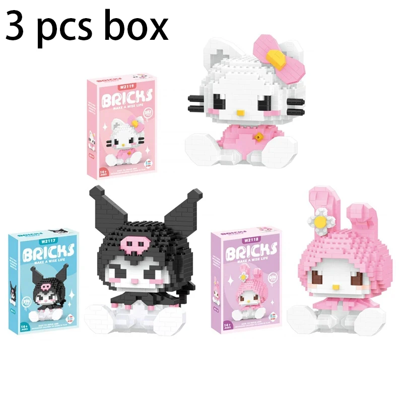 thumbnail image 1 of Bloques de construcción de Hello Kitty, figuras de anime de Sanrio, Kuromi, juguetes ensamblados, adornos decorativos, modelos de rompecabezas para niños, muñecas, regalos, 1 of 5