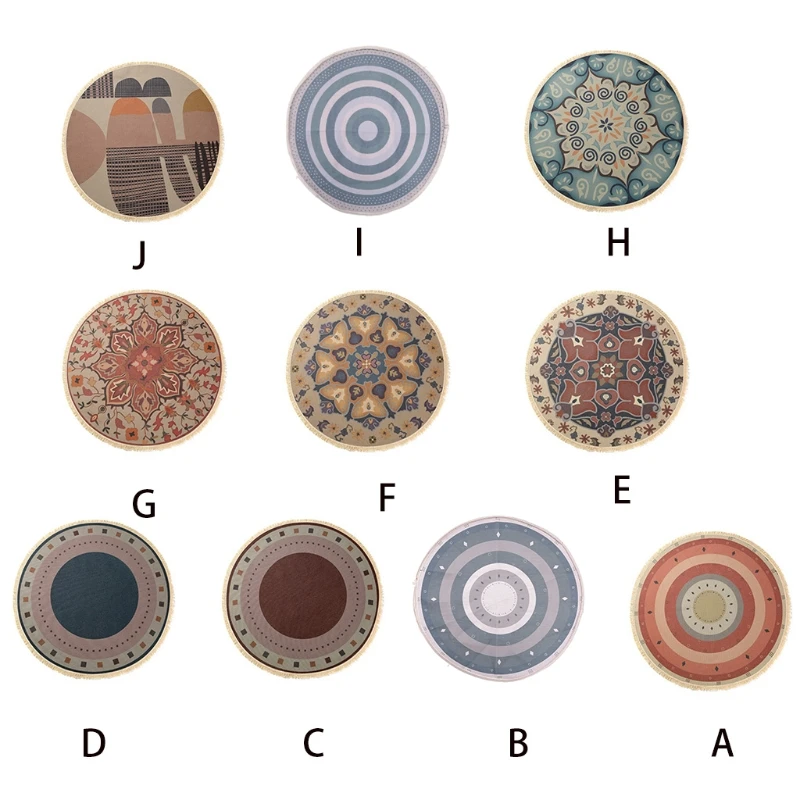 

Nordic Round Throw Area Rug Hand Woven Tassels Geometric Floral Washable Bohemian Bedroom Bedside Mat Carpet
