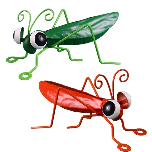 Kézzel Készített Fém Szöcske Kerti Dekoráció Kültéri Fali Művészet Szobrok Hátsó Udvar Kerítés Dísz - Image 5