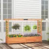 Raised Garden Bed with Trellis, 2 Pack Freestanding Wood Planter Box w/Hanging Roof & 8 Drainage Holes for Vine Climbing 2