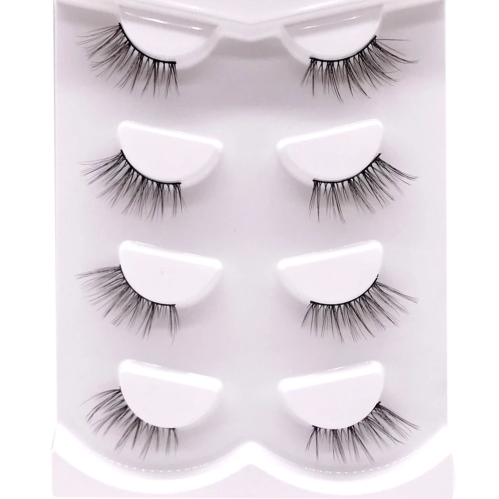 

4 pairs Half Eye Lash 3D Mink Lashes Faux Wispy Natural Crisscross False Eyelashes Halves Fake Eyelash Extension Makeup Tools