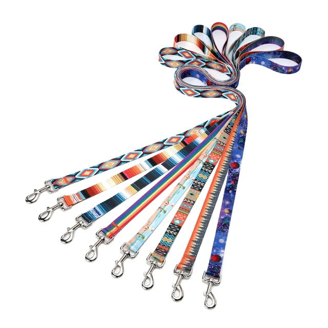 Pet Dog Traction rope Ethnic Style Striped Forest Pattern Collar Leash Traction rope Pet Cat Harnesses Leads Dog leash