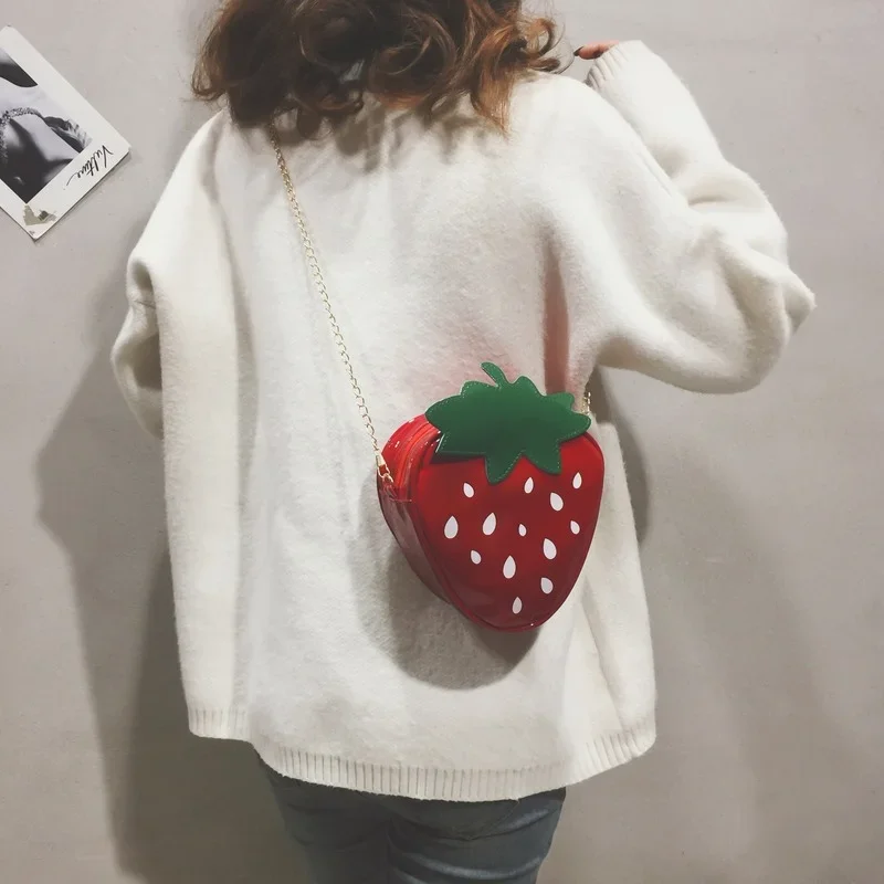Women Shoulder Bag Strawberry Shape Designer Bag Fashion Pu Leather Chain Crossbody Girls Cute Fruit Purses and Handbag crossbody bag women handbags leather shoulder bag pu crossbody bag