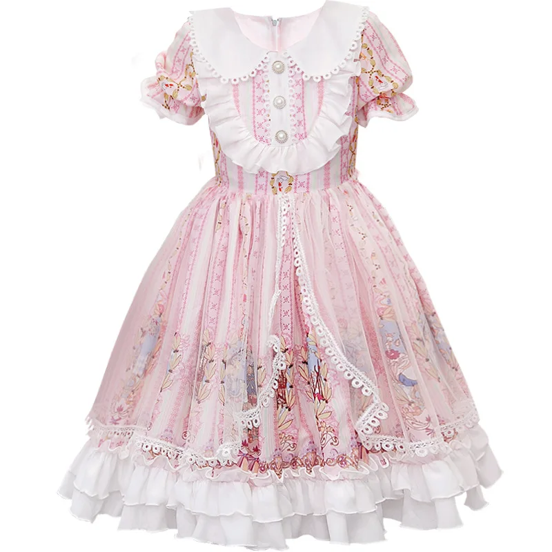 

Lolita Dress Spain Princess Kawaii Ruffle Sleeve Soft Girly Baby Doll Dresses Wedding Party Birthday Teenager Costume 3-12 Yr