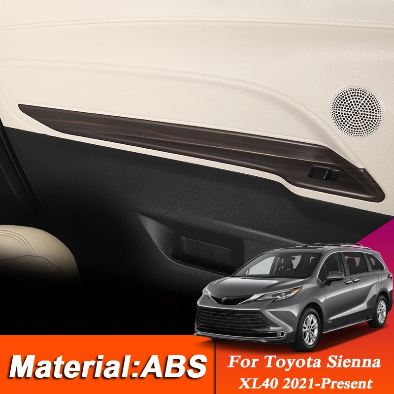 

4pcs ABS Car Styling Internal Door Window Lift Switch Sequin For Toyota Sienna XL40 2021-Present Sticker Frame Auto Accessory