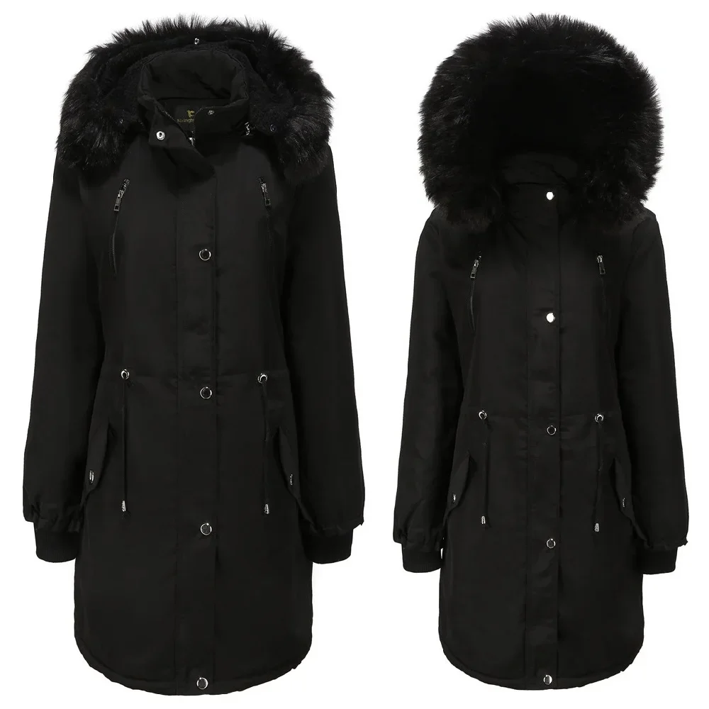 Maternity Outerwear Women Warm Thicken Parka Fleece Coat Pregnancy Winter Jacket with Removable Fur Hood