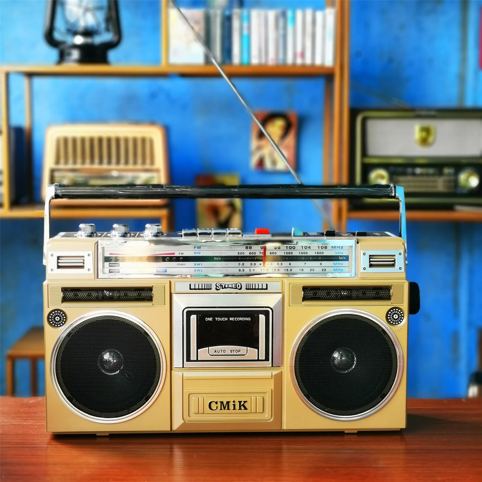 Vintage Retro Stereo Recorder Tape Player Full Screen 3 Band Radio Outdoor Wireless Bluetooth Card Speaker Dual Horn Subwoofer
