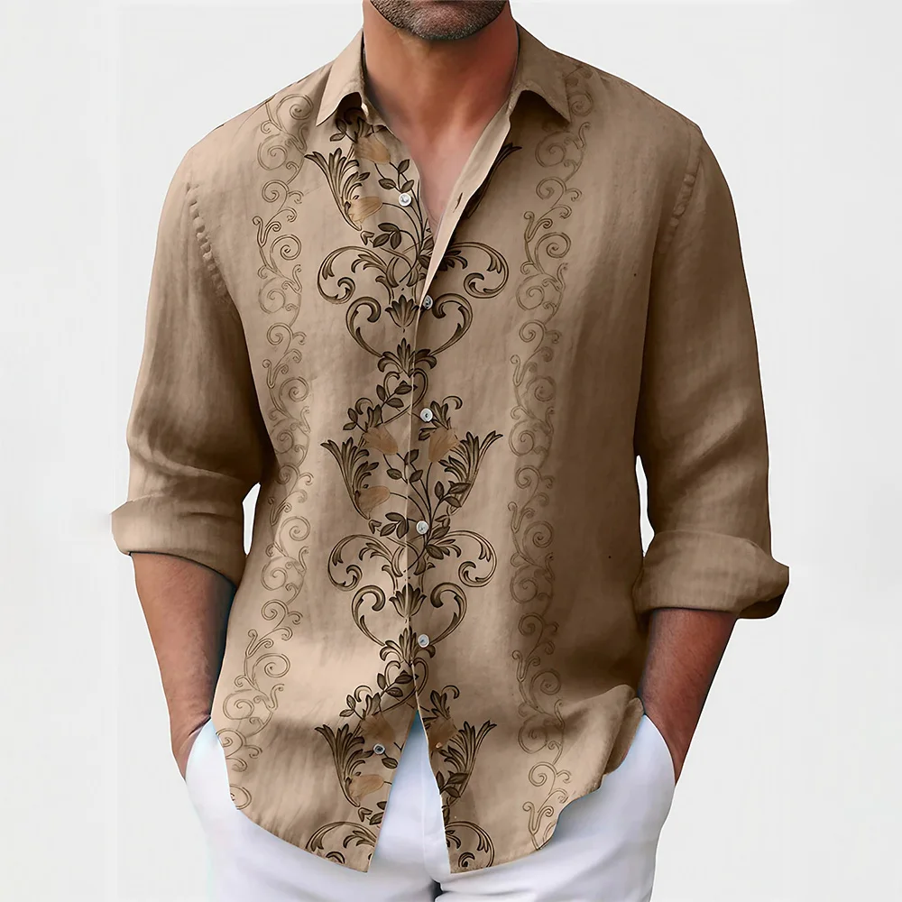 Denim Shirt Men's Shirt Yellowstone Western Denim Shirt Elegant aristocratic vintage men lapel button top Stylish casual long-sleeved shirt