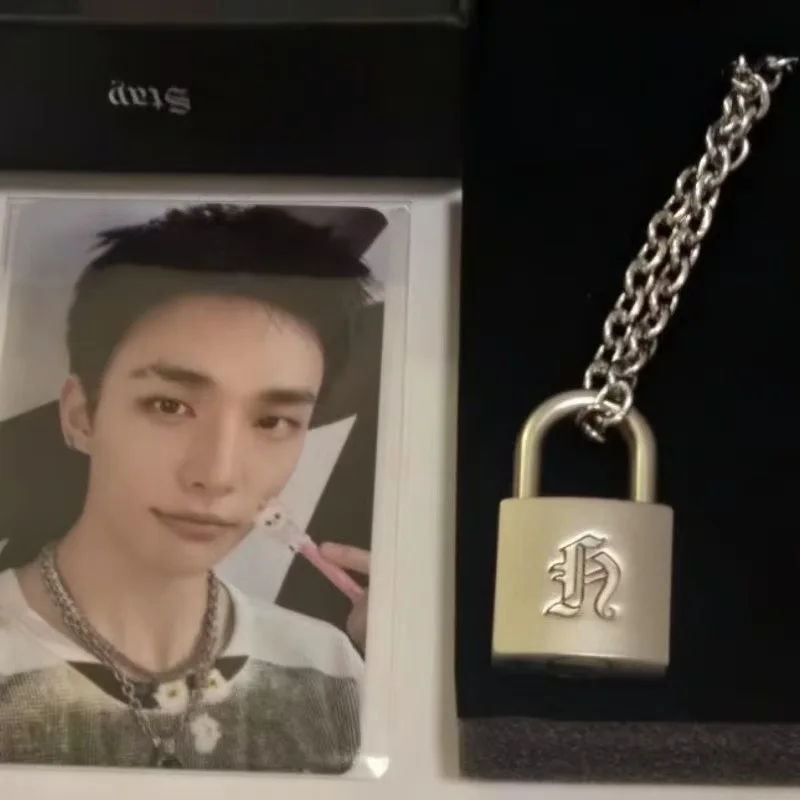 Stray Kids Fashion Creative Metal Lock Necklace, Same Style as Huang Xuanchen, New Punk Necklace, Gift for Male and Female Decor