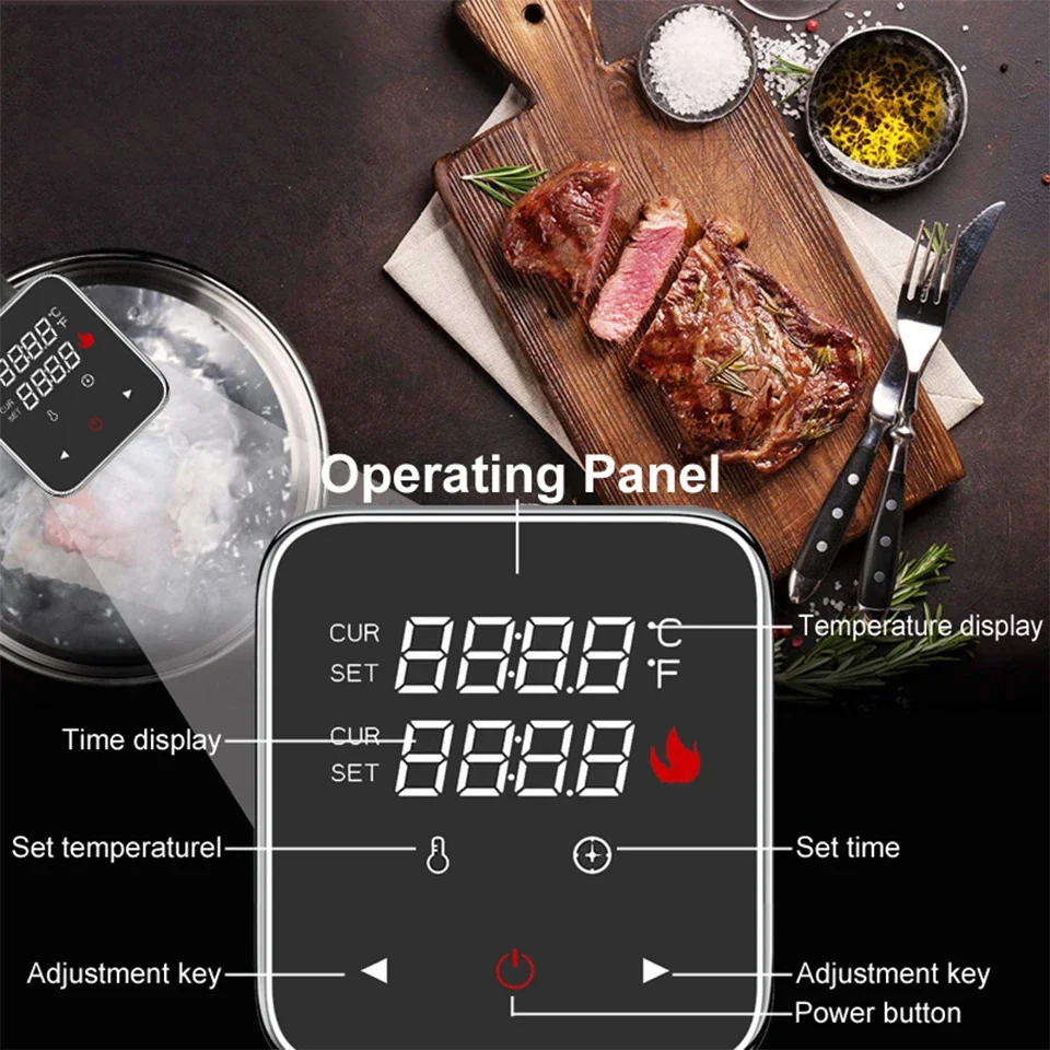 S012 Sous Vide 1100W Slow Cooker, Immersion Circulator, Ultra-Quiet Fast-Heating With Big Touchscreen Accurate Temperature 4