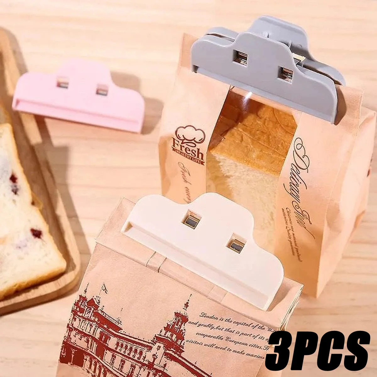 

3pcs Household Food Bag Sealing Clip Milk Powder Snack Sealing Clamp Kitchen Food Moisture-proof Clip Chips Milk Sealing Clip