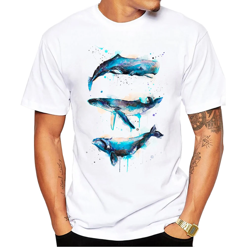 TEEHUB Vintage Meerestiere Tops Whale Shark Ray Druck männer T-Shirt Oansatz Männer Kleidung Kurzarm Männlich Casual Streetwear – Detail 3