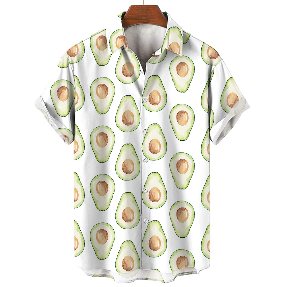 Hawaiian Shirt Men 3D Fruit Print Shirts Summer Men's Clothing Coconut Pattern Short Sleeve Top Casual Streetwear Oversized Tees
