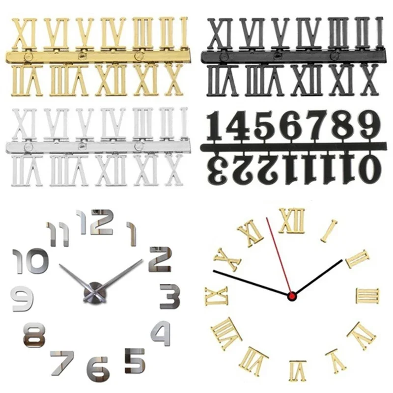 Roman Numerals 0-12 Arabic Number Replacement Gadget Silver Gold Digital Clock Numerals Parts Quartz Clock Parts DIY Tools 1Set,clock repair tools