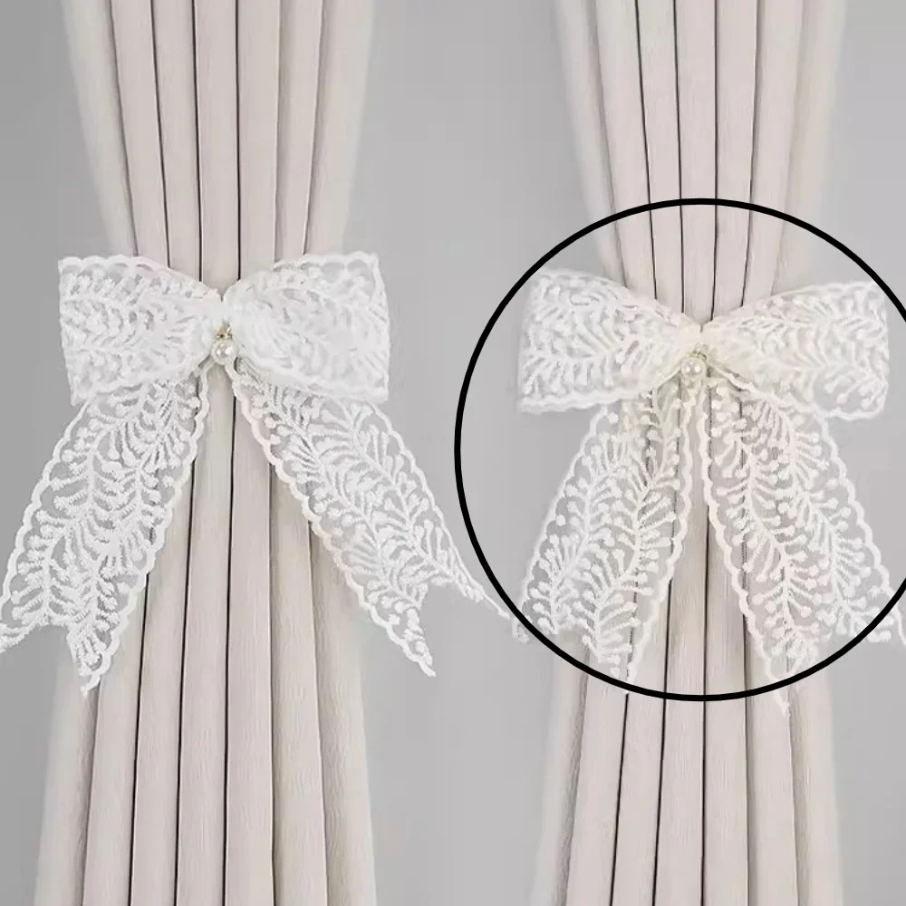 1PC French Princess Style Lace Bow Tie, Light Luxury French Handmade Thin Gauze, Beautiful Knot Curtain Buckle 4