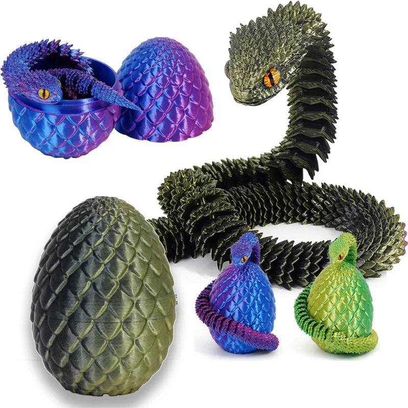 3D Printed Snake Movable Rotatable Articulated Desktop Ornament