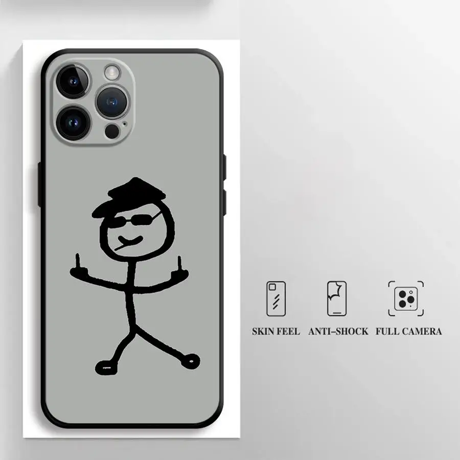 Black Soft Shell Cartoon Case with Funny Matchman Design