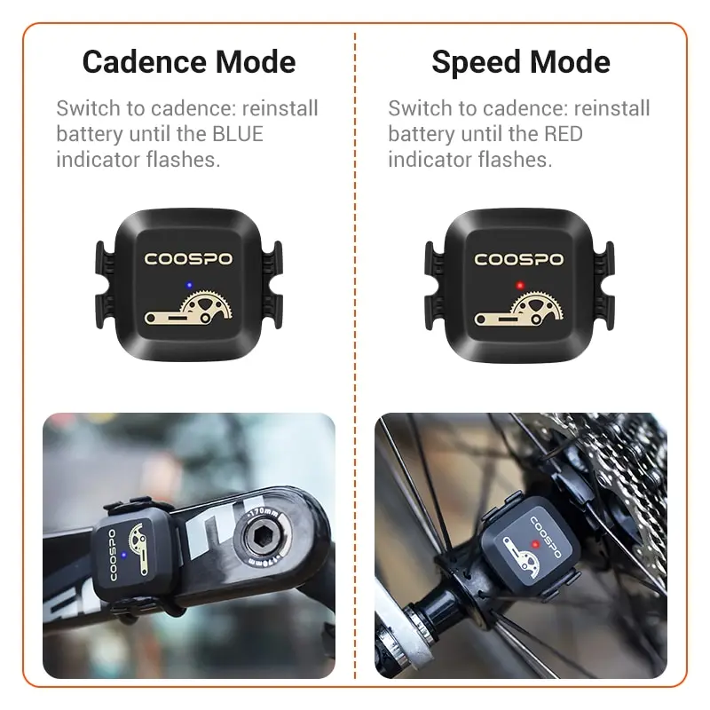 COOSPO 케이던스 및 속도 센서 듀얼 모드 RPM 모니터, 블루투스 4.0 ANT 로드 바이크, Wahoo Garmin 자전거 컴퓨터, BK467
