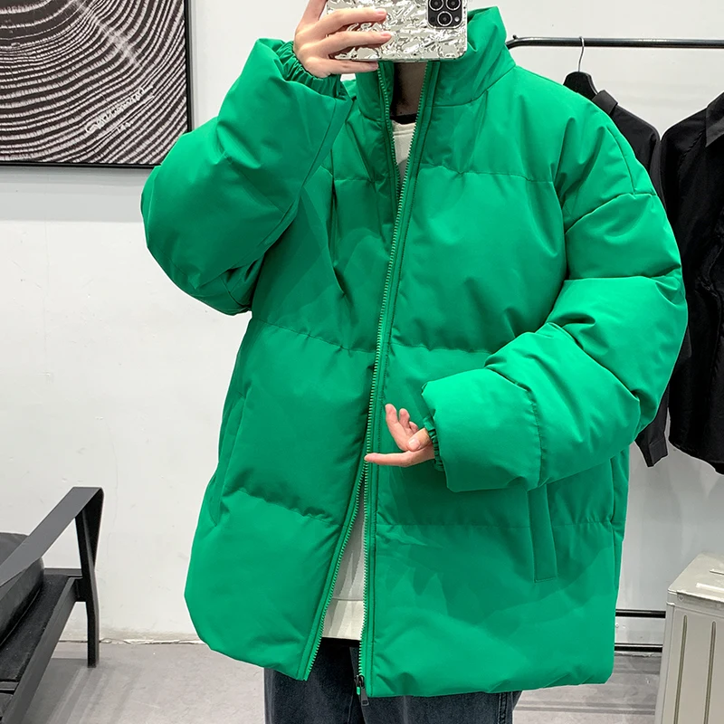 Casual Men's Solid Cotton-Padded Jackets 2023 Autumn Winter Loose Thick Warm Parkas Down Coat Outwear Oversize M-8XL Top Clothes