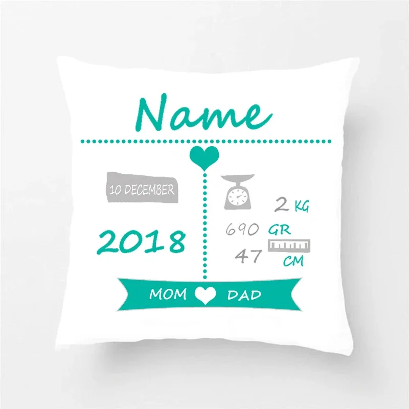 Baby Birth Gift Pillow Cases Personalized Birth Stats Pillow Cover Nursery New Baby Cushion Cover Children Birthday Gift