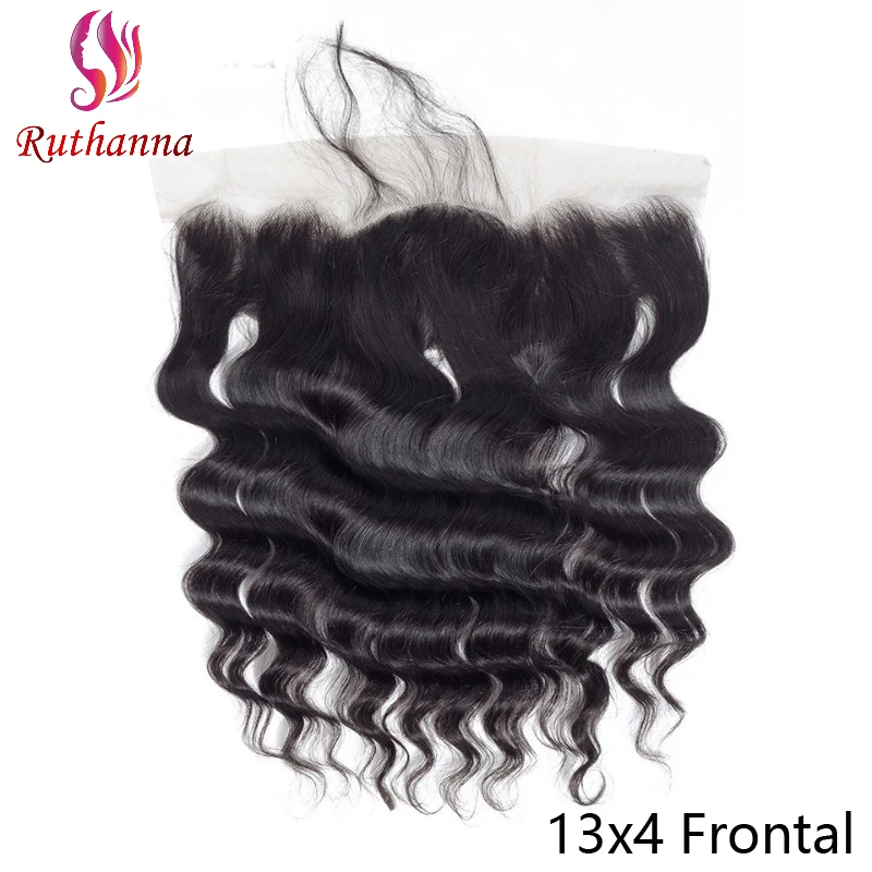 Loose Deep 13*4 Lace Top Frontal Human Hair Pre-Plucked Natural Color Brazilian Virgin Hair Transparent Lace Closure For Women
