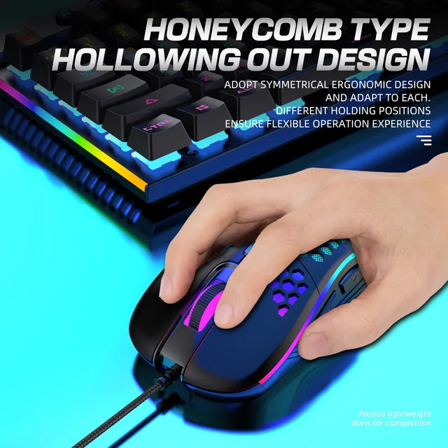 Honeycomb LED Glow Wired Profession Gaming Mouse – Elev8GamingHQ