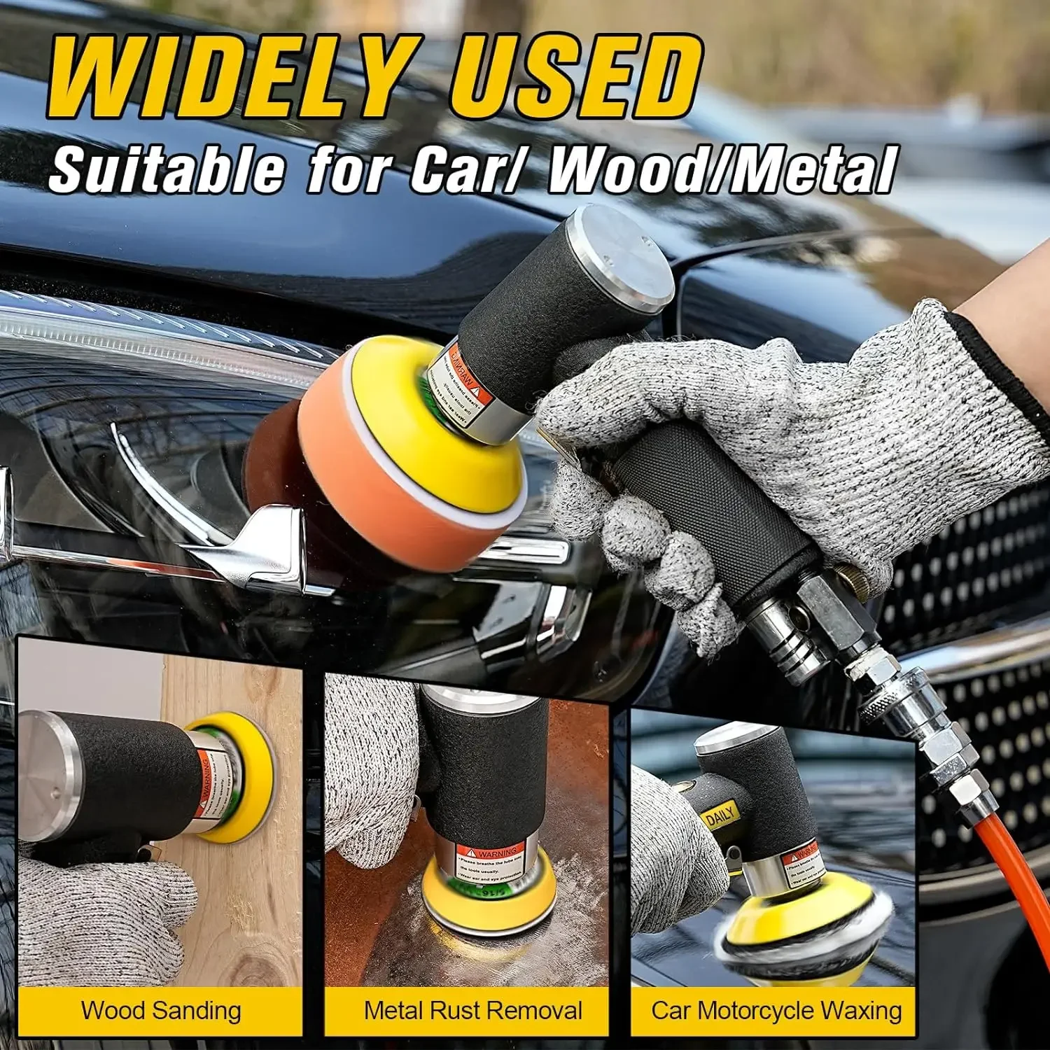 Random Orbital Air Sander 1"/2"/3" Mini Pneumatic Grinding Machine for Car Polishing High Speed Air Powered Sanding Polisher