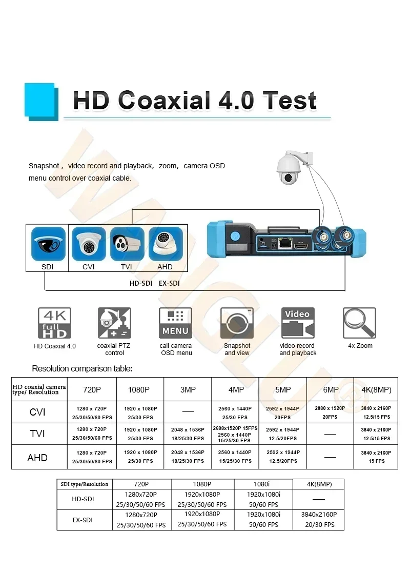 IPC5200/ IPC5200C PLUS 5.4inch CCTV Testing Monitor HD coaxial 8MP IP CVI TVI AHD SDI Analog Multi-function CCTV Testing Monitor cctv camera tester