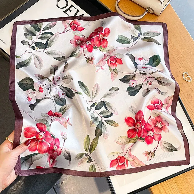 

100% Silk Scarf For Women Shawls Wraps Floral Ladies Neckscarf Scarves Hijab Foulard Neck Kerchief Bandana Fashion Luxury Brand