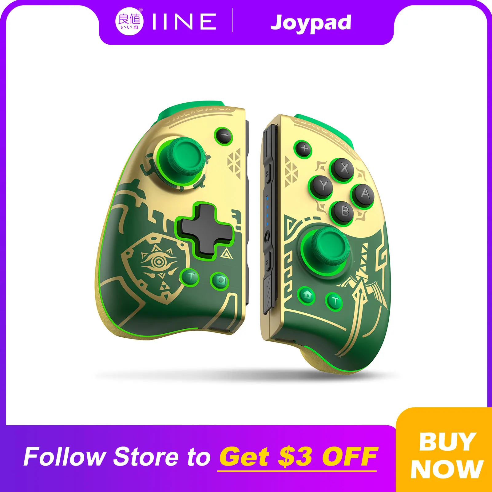 Iine Golden-Green Neptune Joypad Alps Stick Mechanical Button Compatibile Nintendo Swtich/Oled