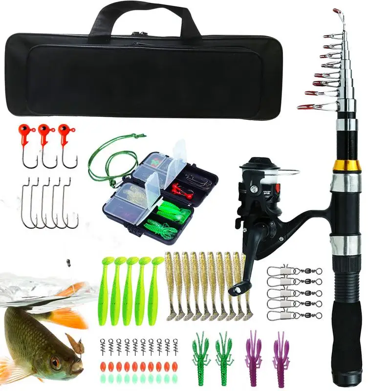 

Fishing Rod And Reel Combo Set Telescopic Carbon Fiber Rod For Youth Adults Beginner Saltwater Freshwater