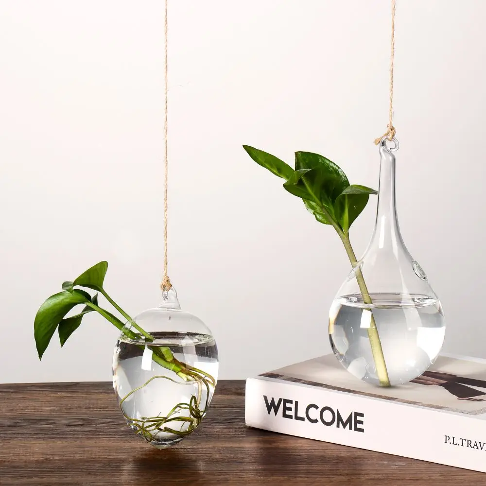 Angelo Design Vaso In Vetro Borosilicato Per Idroponica – Sospeso, Trasparente, Resistente Al Calore, Regalo Casa